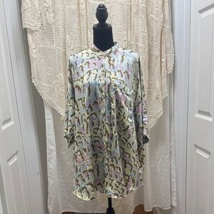 Free People Intimately Satin Goddess Oversized Button Down Sleep Top